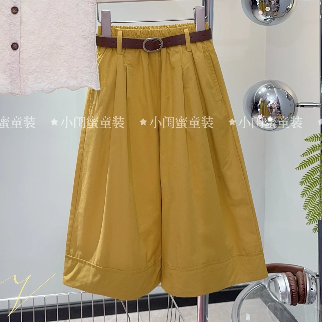 女童夏季2024新款时尚文艺潮流百搭纯色九分裤夏款休闲裤潮-6707