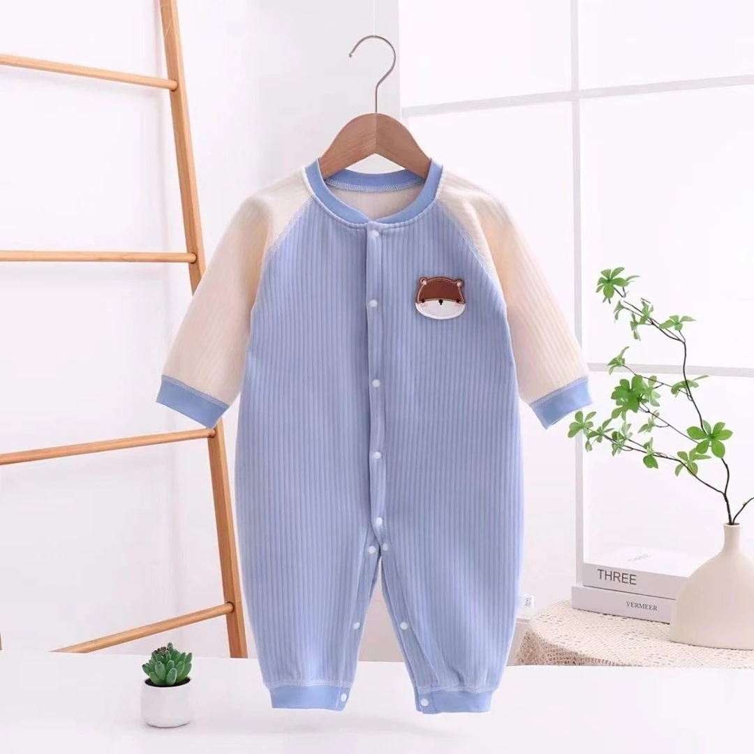 婴儿连体衣加绒加厚秋冬季初生宝宝保暖衣哈衣秋装新生儿睡衣爬服