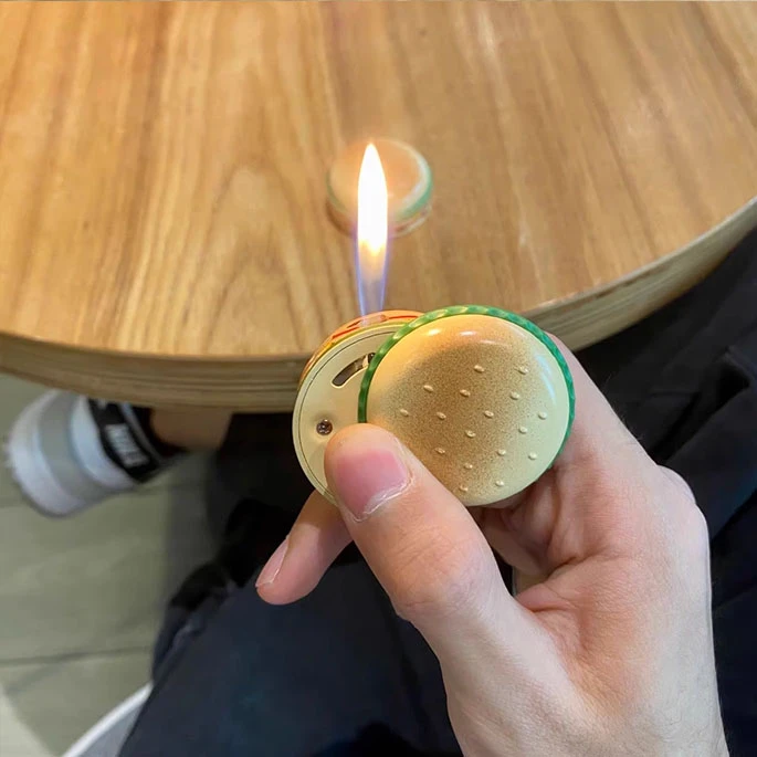 网红可爱侧滑汉堡包打火机海绵宝宝派大星个性卡通送男朋友礼物