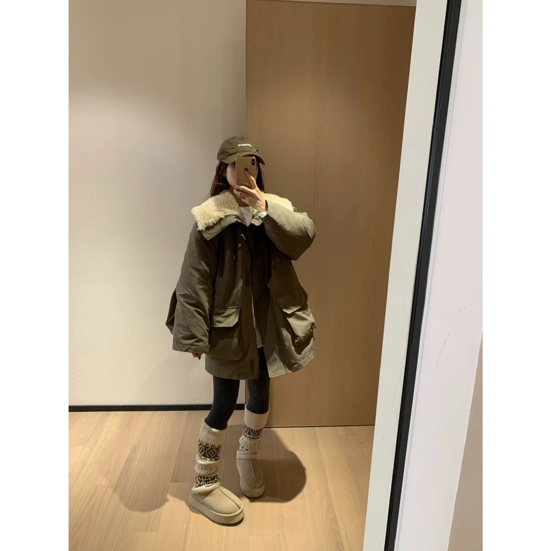 韩11巴恩风派克服女酷帅女孩大翻领加厚保暖工装冲锋衣外套