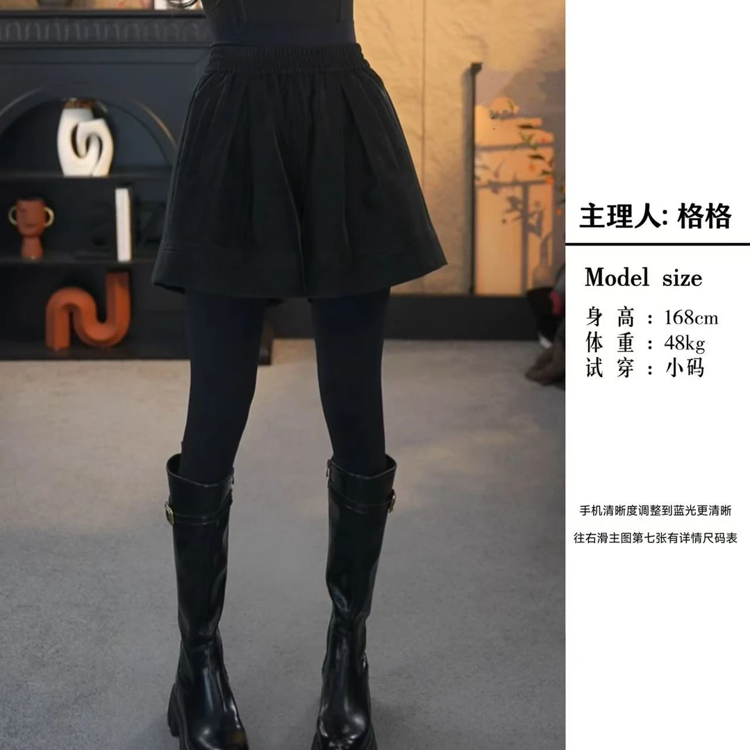 【格小姐】9629-20秋冬A版松紧腰短裤女宽松时尚百搭A字阔腿裤短裤