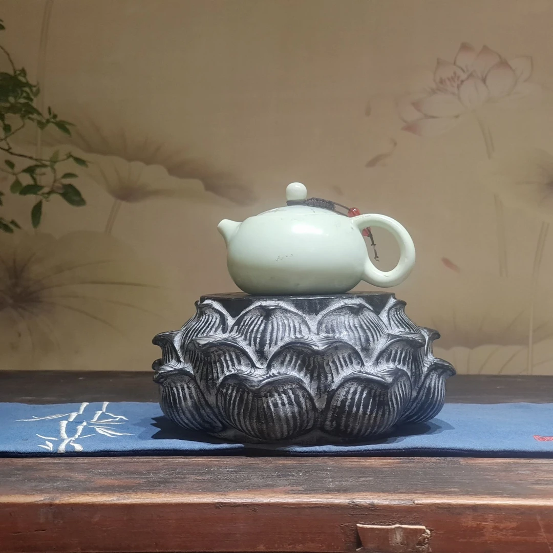 三层莲花莲子20CM款青石花盆底座精美家居摆件