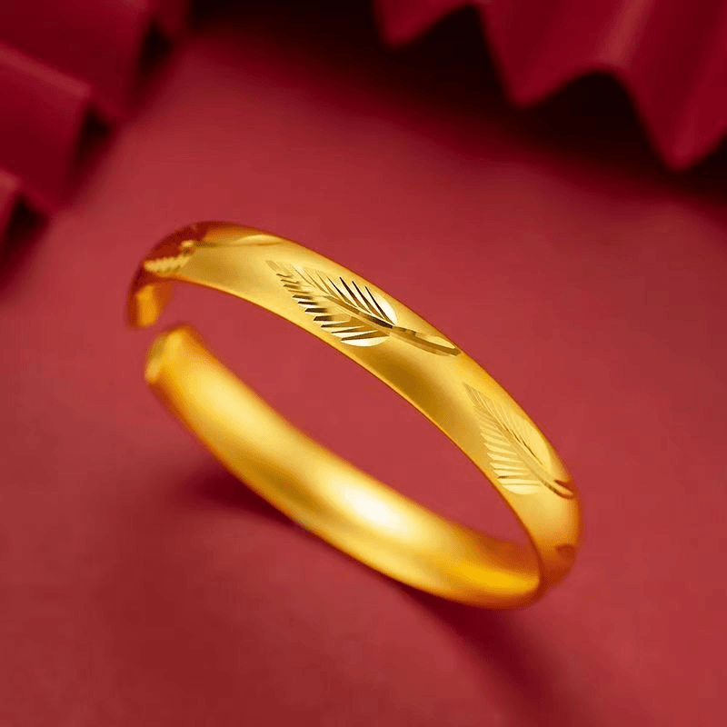 合金手镯 2024款羽毛手镯女款气质时尚百搭素款精美不掉色磨砂