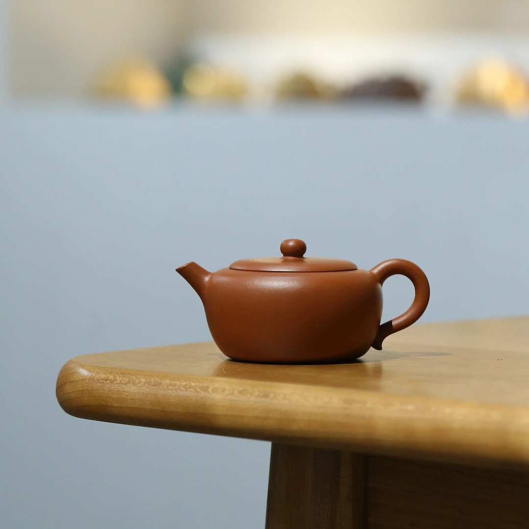 【荆邑砂坊】紫砂壶 王彬宇 摹春水堂•扁圆壶 生砂朱泥 100cc