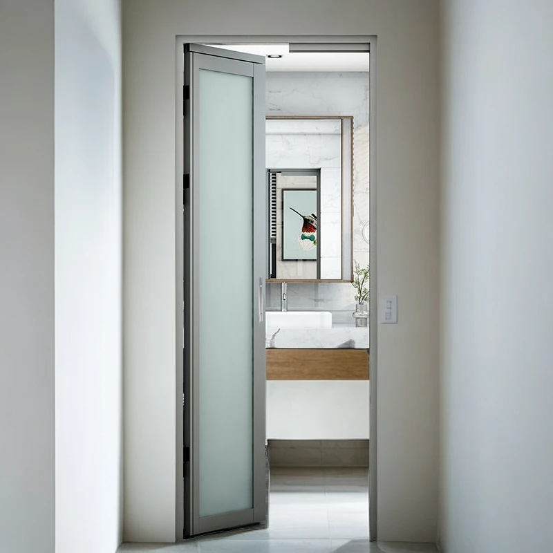 钢化磨砂黑色定制pt门折叠门卫生间pd门厨房窄边推拉一体阳台加厚