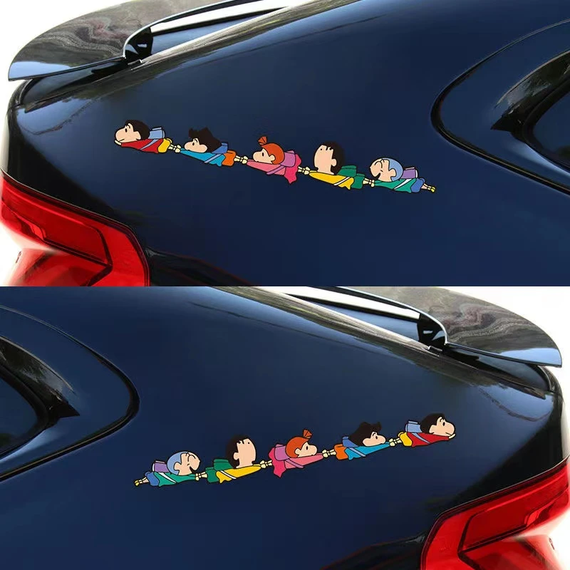 蜡笔小新电动车贴纸个性创意可爱卡通机车贴装饰细长条划痕遮挡