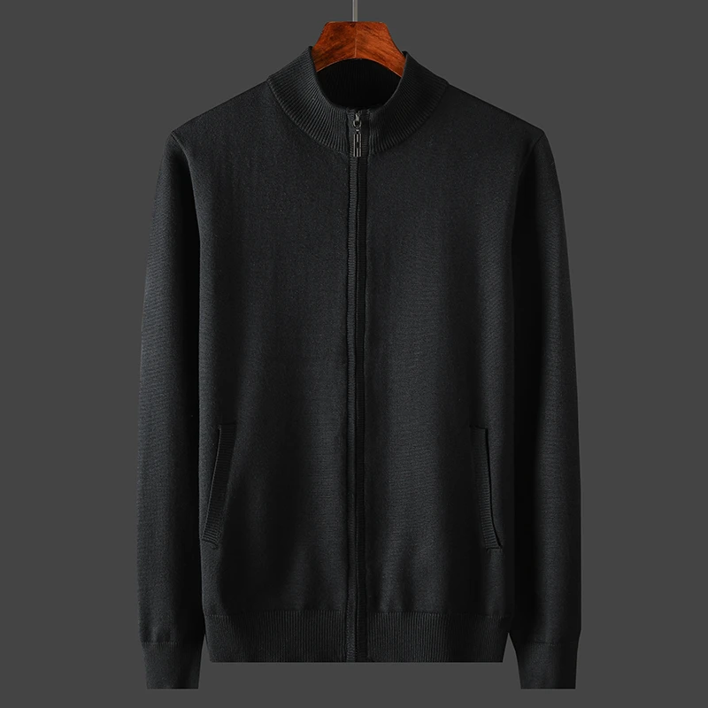 秋冬季宽松大码毛衣男长袖针织衫潮流拉链开衫外套体恤半高领线衣