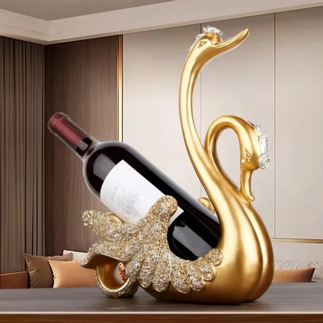 现代展示手工轻奢酒柜组合天鹅酒架北欧简约高档客厅装饰造型摆件