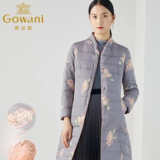 乔万尼清新高雅国风优雅气质双面可穿保暖白鸭绒羽绒服ES4T442