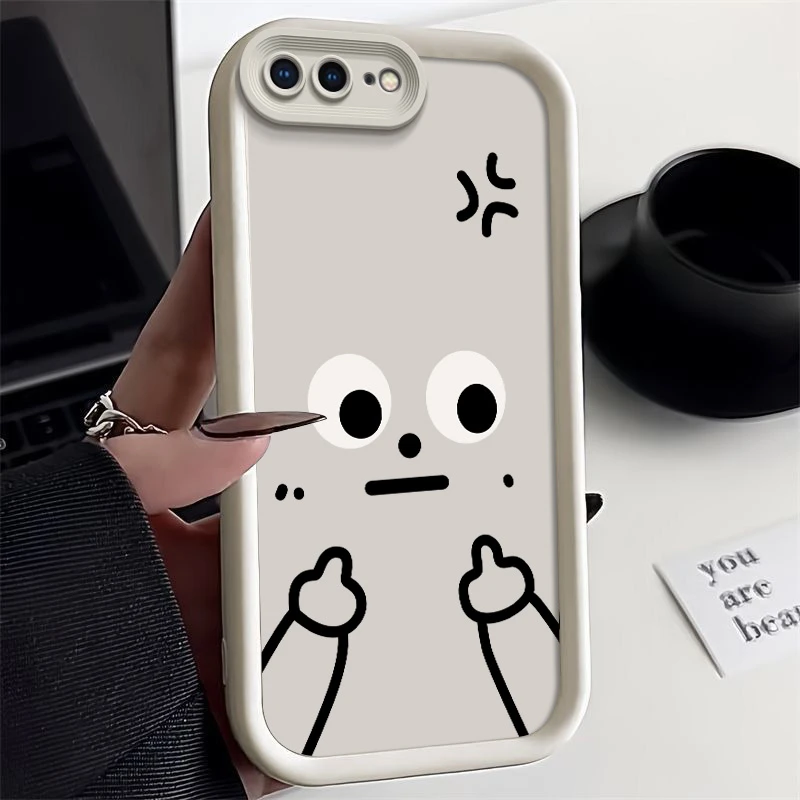 生气鄙视适用iPhone苹果7plus手机壳A1661简约新款液态硅胶全包边