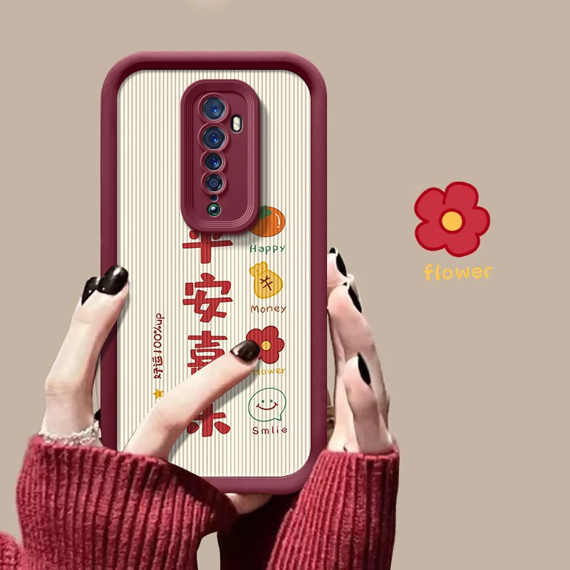 平安喜乐适用OPPOReno2手机壳PCKM00新款全包边防摔简约液态硅胶