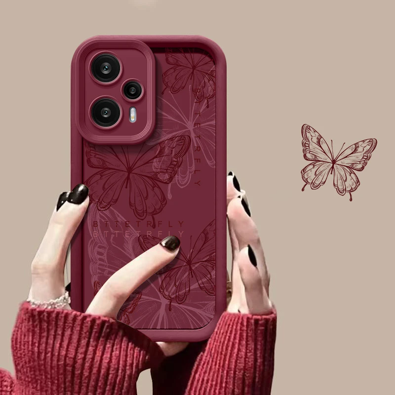 线条蝴蝶适用红米Note12Turbo手机壳23049RAD8C简约全包边保护套