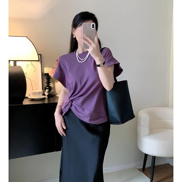 设计感法式显瘦气质百搭时尚T恤