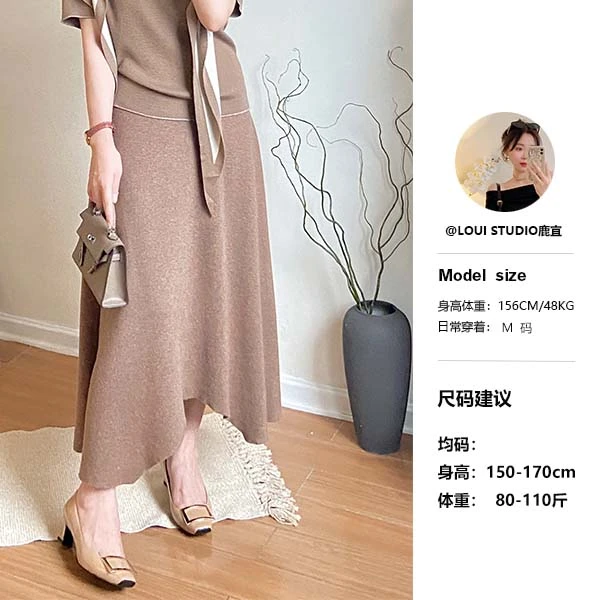时尚气质日常百搭不规则下摆针织秋冬半身裙