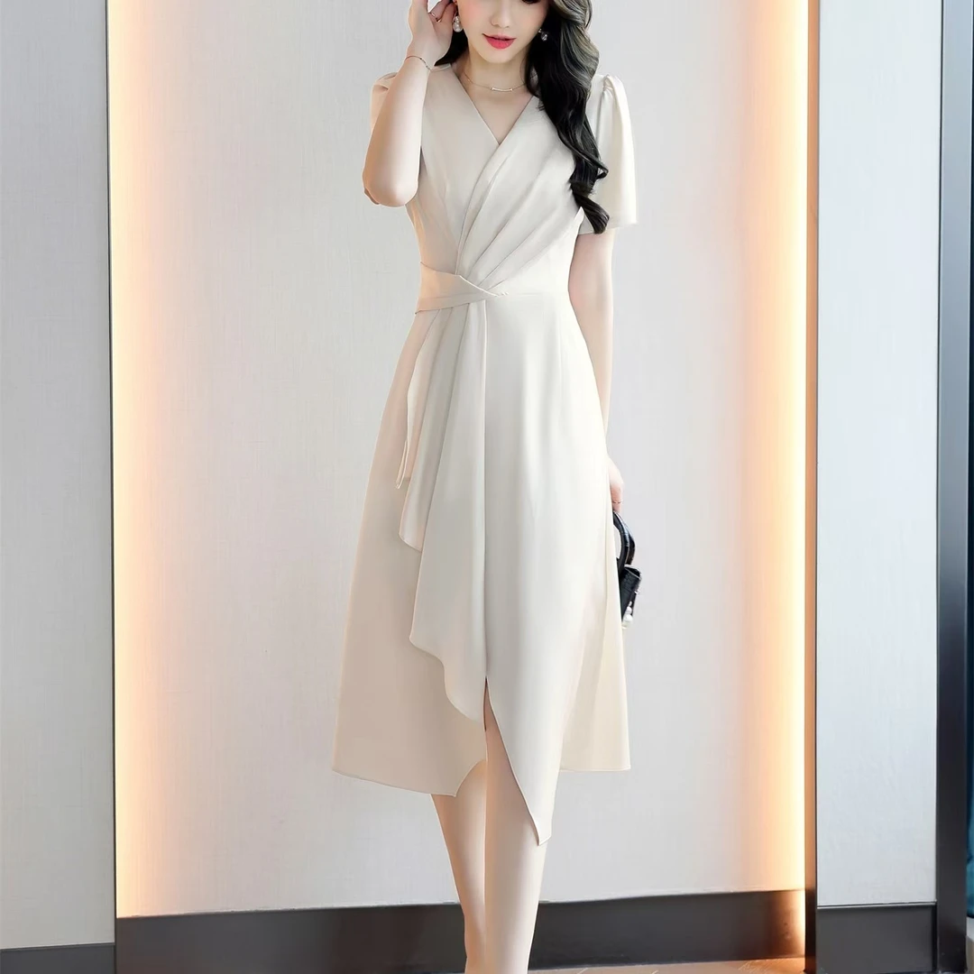 沐云裳过款链接夏日甜美宽松连衣裙气质白色轻奢时尚夏季法式小众