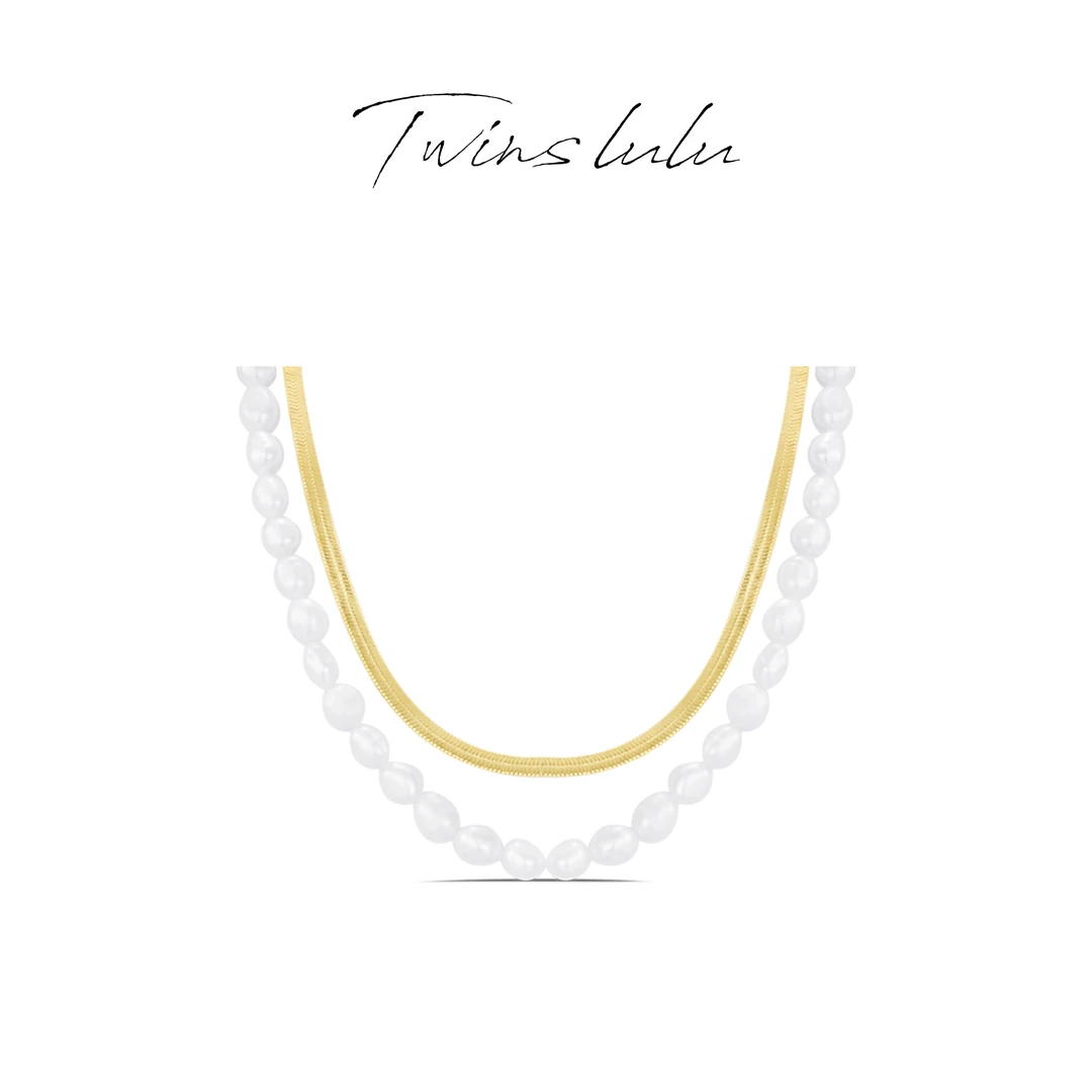 铜合金仿珍珠项链 轻奢气质锁骨链双层叠戴珠珠时尚项链TSJ9074G