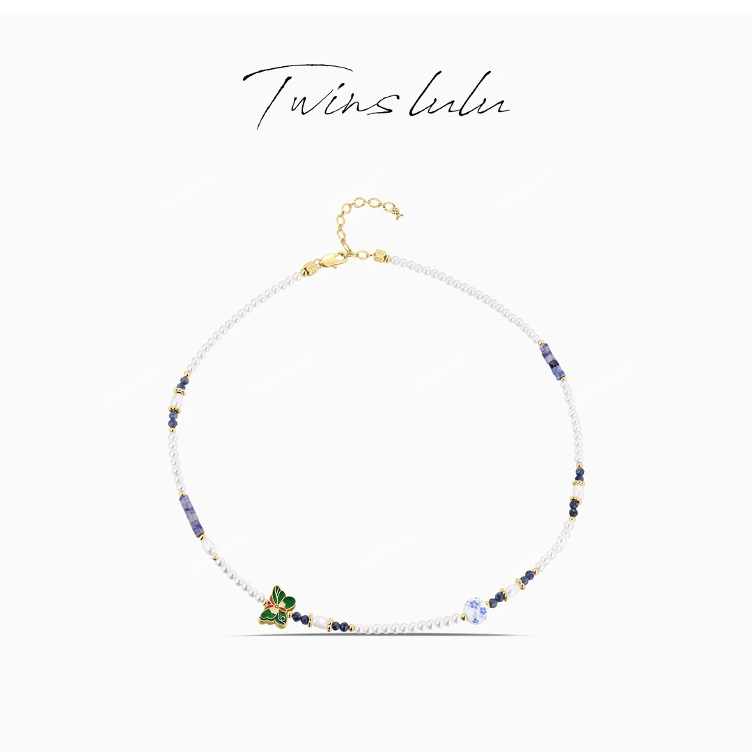 铜合金仿珍珠项链 【春上新】时尚精致油画蝴蝶项链TSJ9773