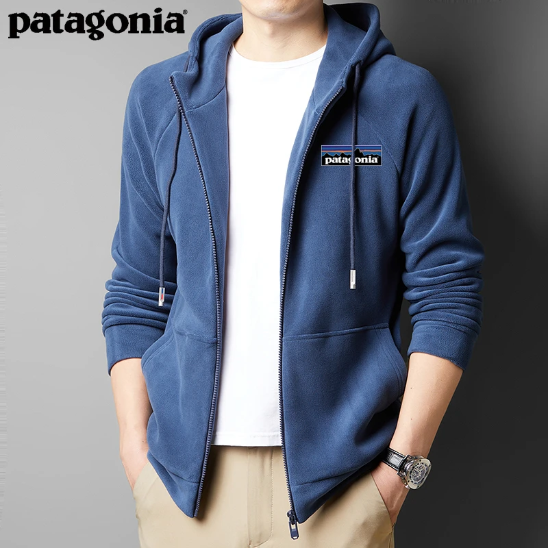 Patagonia巴塔哥尼亚秋冬季拉链抓绒卫衣保暖加厚连帽开衫外套男
