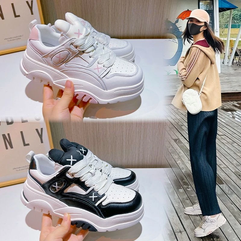 22196兔耳朵真皮舒适休闲百搭板鞋