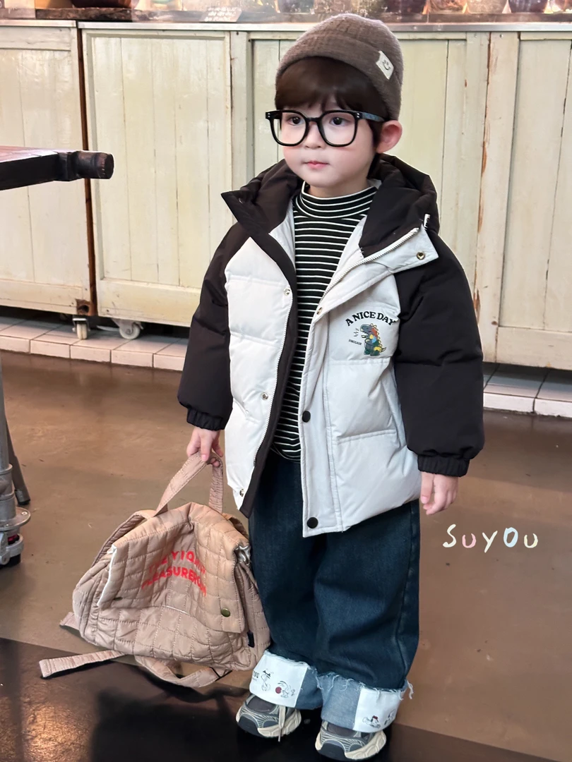 【034】实体品牌2024冬季新款韩系网红潮款搭配男童女童羽绒服保暖