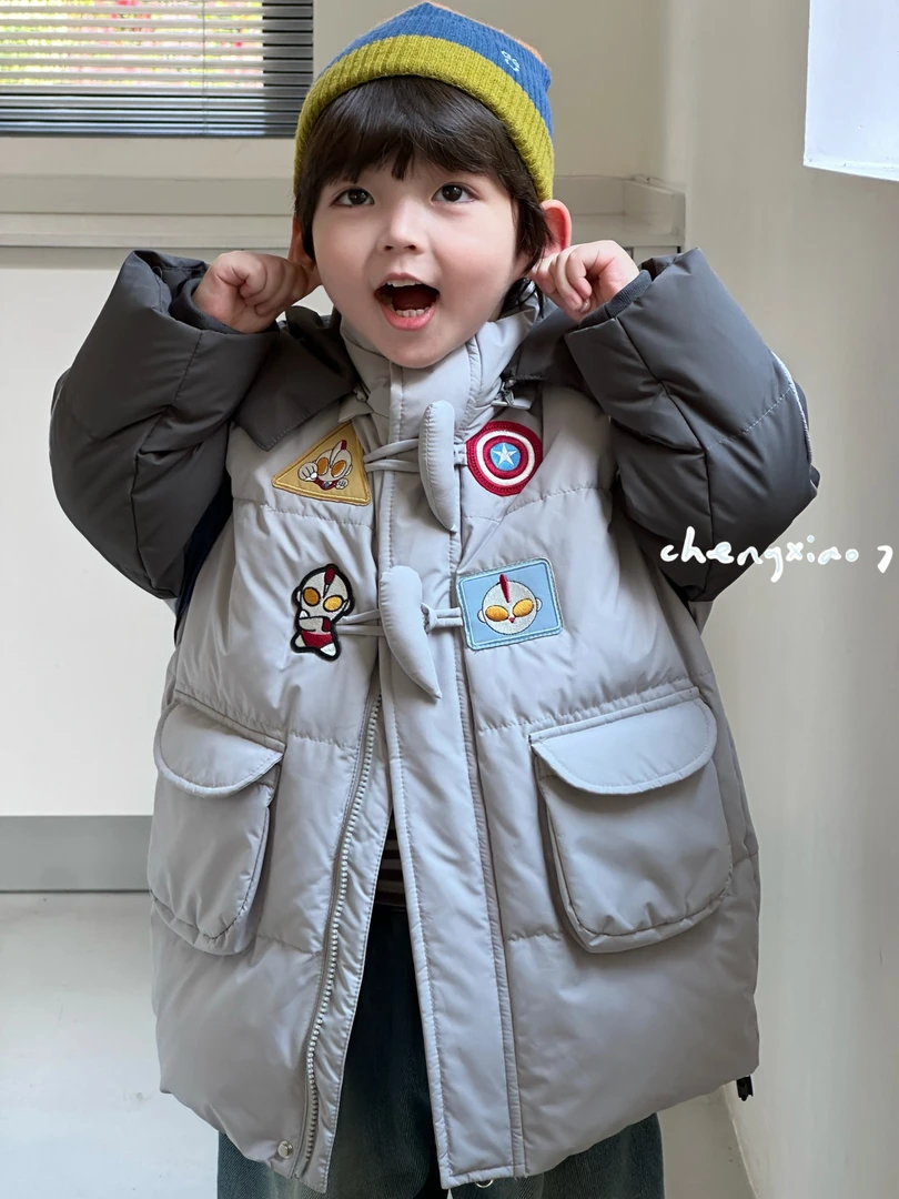 【048】新国标90白鸭绒高端品牌2024冬新款韩系潮款男童羽绒服保暖