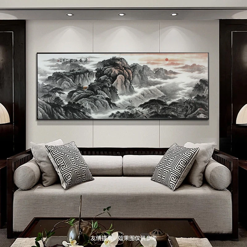 【源远流长】Z国画作品-红日横版 画芯：180*70