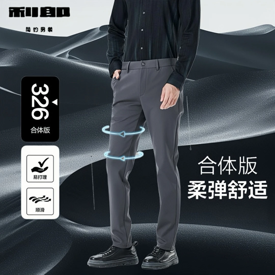 休闲裤-石灰色男士加绒23DXK00202保暖男款裤子休闲裤