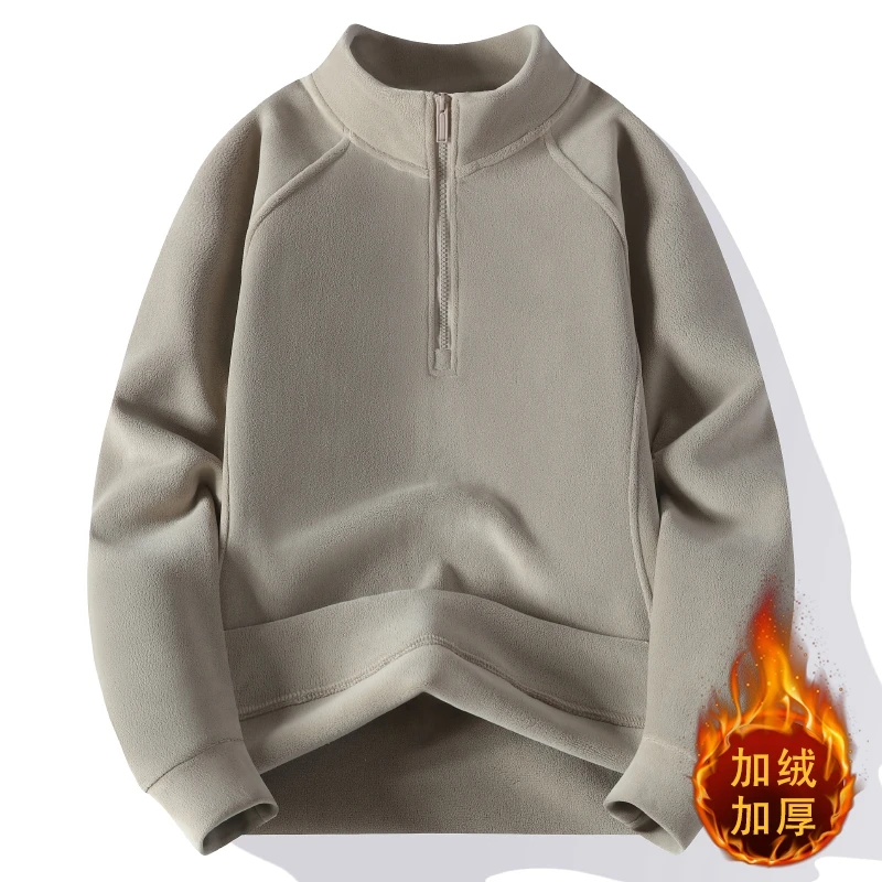 线下400+冬季保暖软糯时尚拉链亲肤纯色休闲奥粒绒卫衣