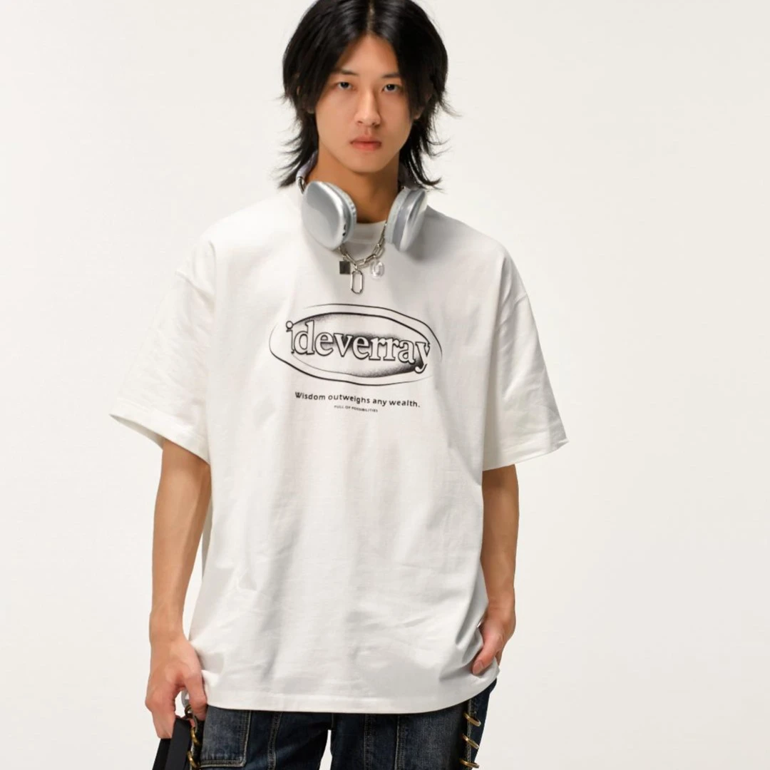 【直播专属】IDEVERRAY夏季透气情侣装印花圆领宽松上衣街头短袖