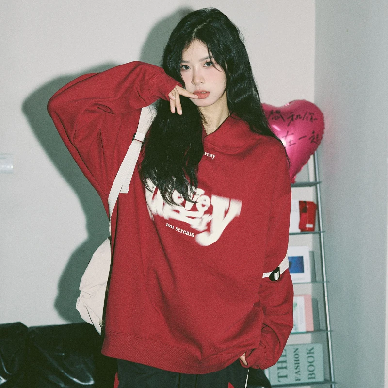 IDeverRAY经典旋转字母加绒加厚连帽卫衣DB