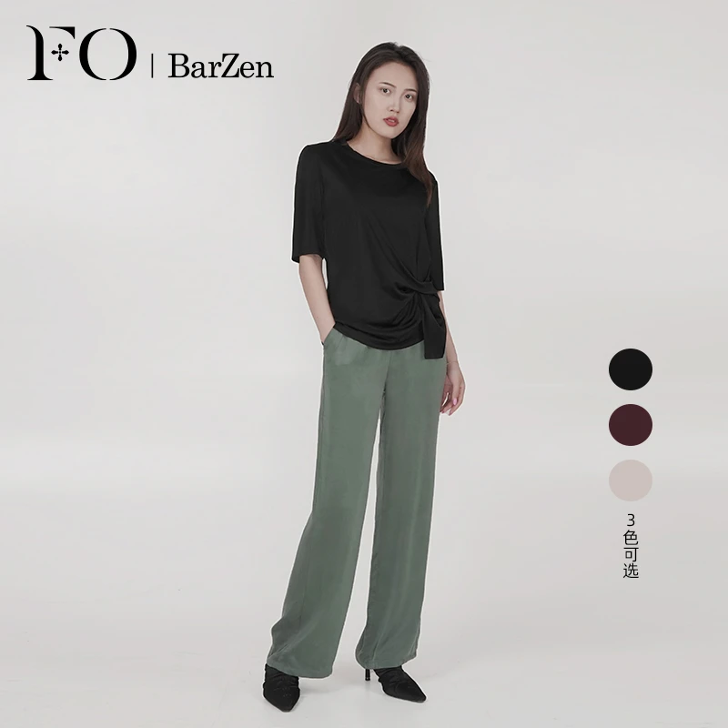 夏季T恤夏季爆款 休闲显瘦  垂感简约 时尚百搭纯色薄款针织 宽松