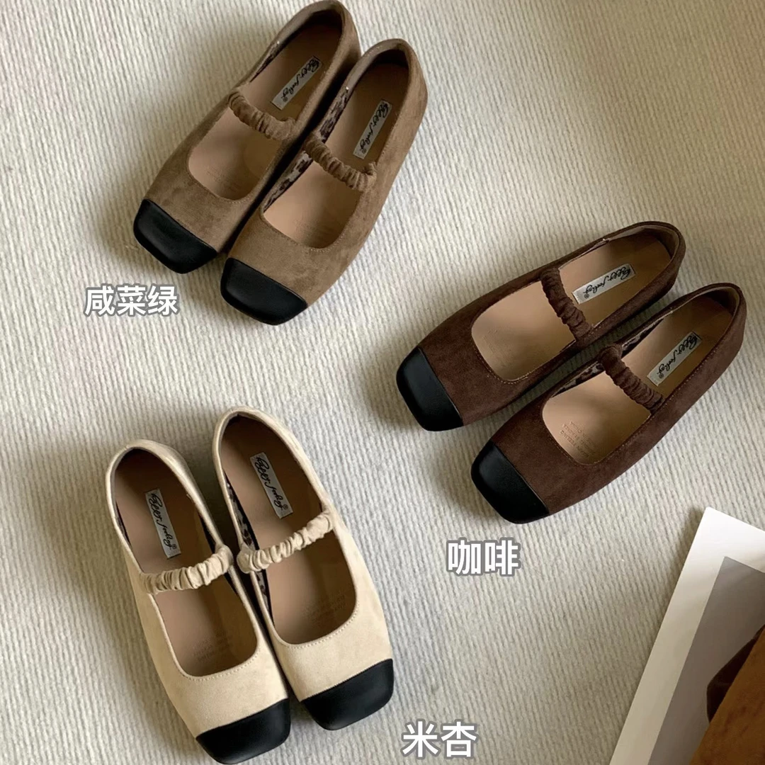 小香圆头浅口单鞋女春秋新款法式仙女奶奶鞋平底豆豆鞋1118-32