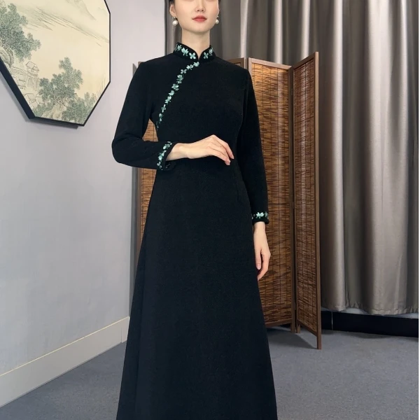 【24秋冬款】墨呈 精致改良旗袍复古连衣裙 中国风女装1