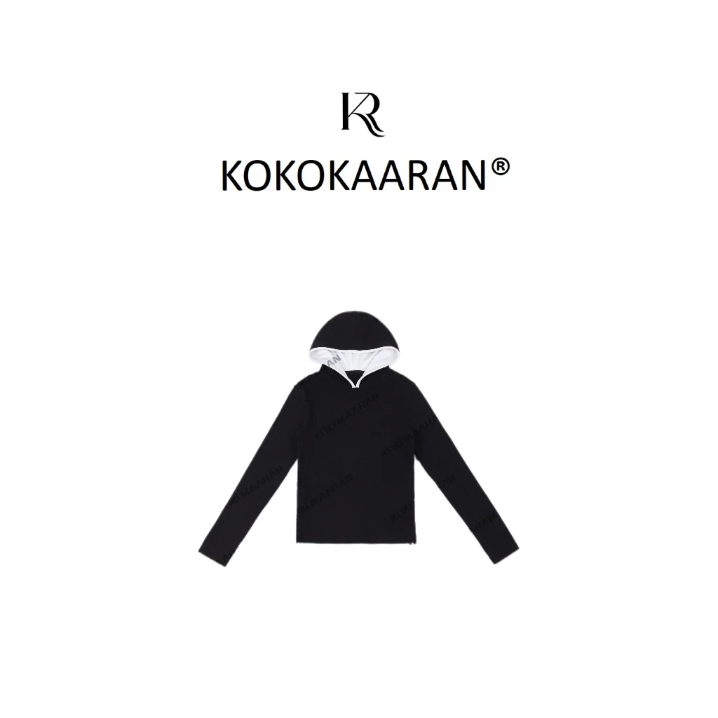 kokokaaran/可可咔伦  秋冬连帽撞色边设计百搭长袖T恤SH241109