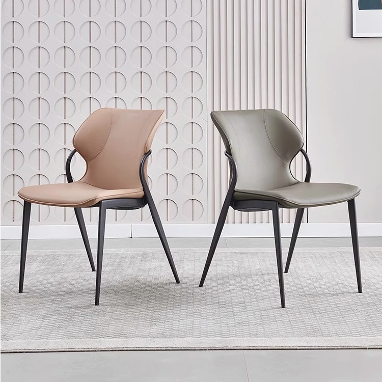 意式极简轻奢风高级感真皮餐椅家用软包靠背椅子现代简约餐桌椅