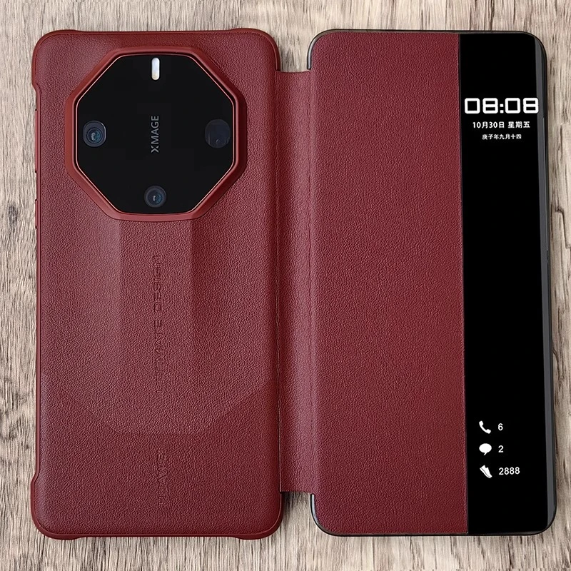 适用华为mate60rs手机壳素皮官方同款翻盖式智能视窗70RS非凡大师