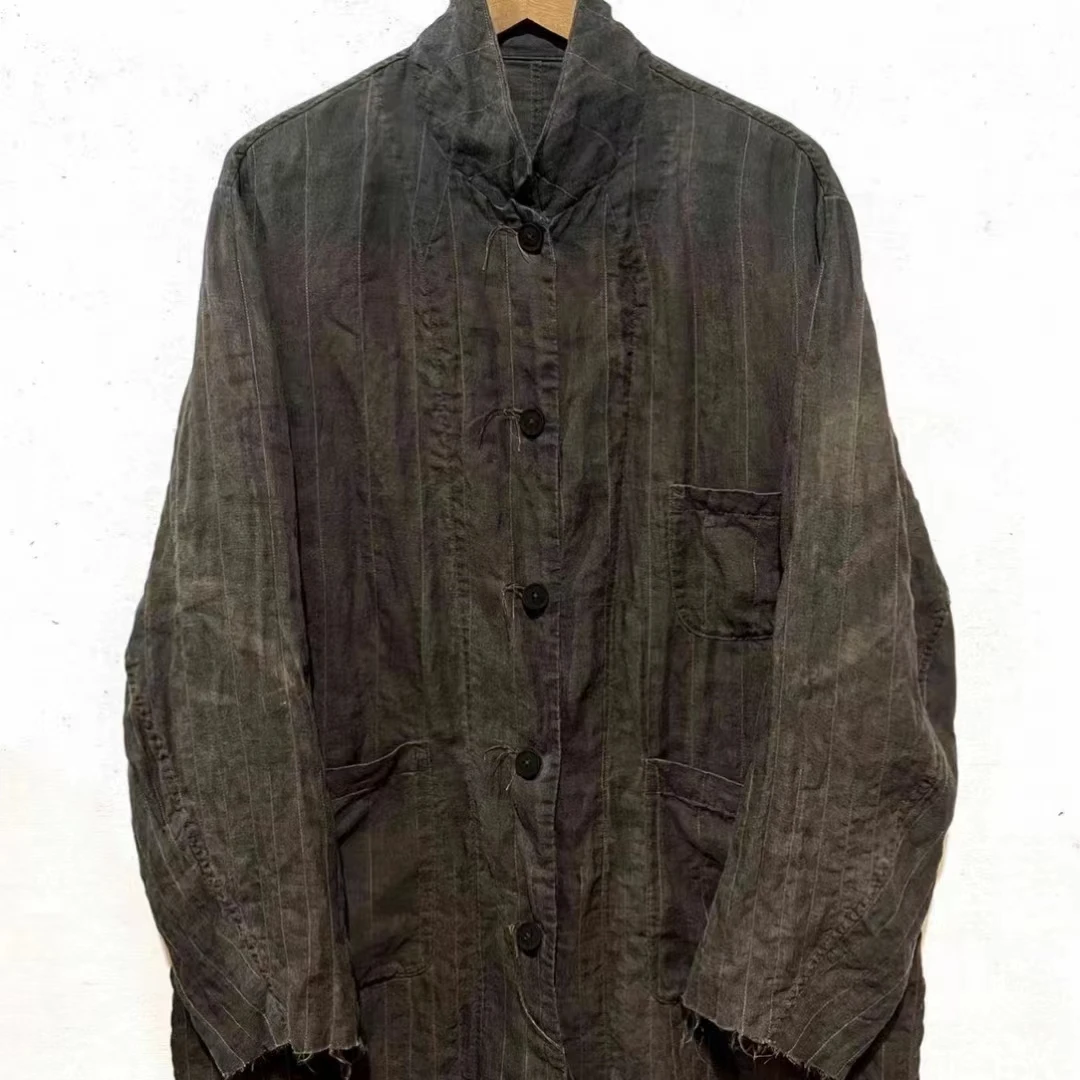 左岸迷香植物染亚麻烟灰色短外套Z23SS8003休闲短款