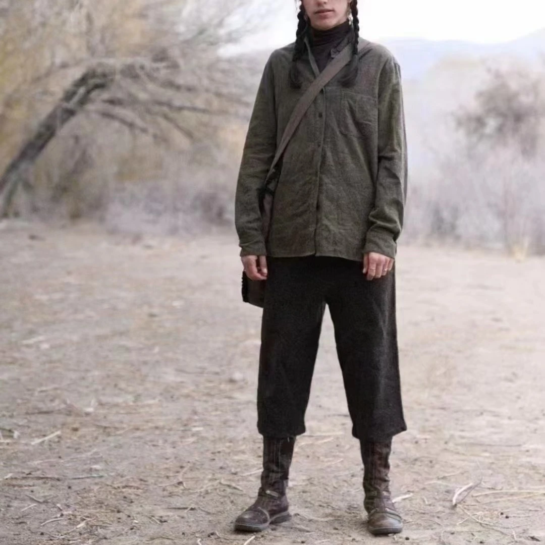 左岸迷香原创墨绿色针织裤子7085