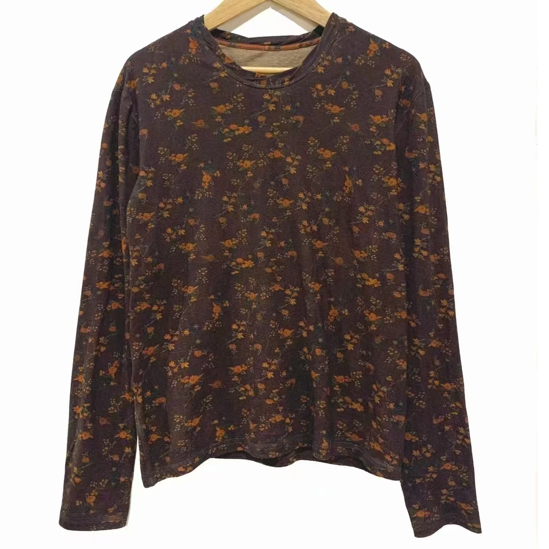 左岸迷香；秋冬季长袖保暖棉麻时尚针织T恤休闲网红打底衫宽松百搭