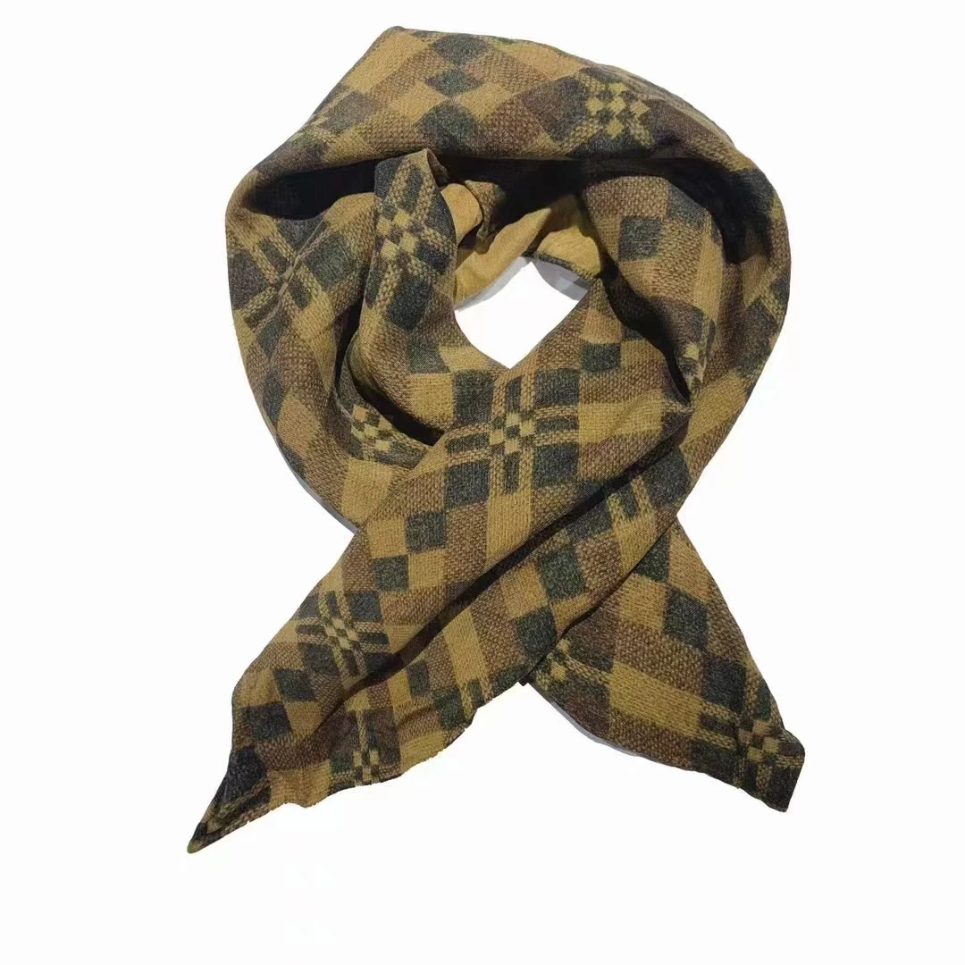 左岸迷香蚕丝秋冬保暖黑格色围巾复古丝巾Z24FW0032