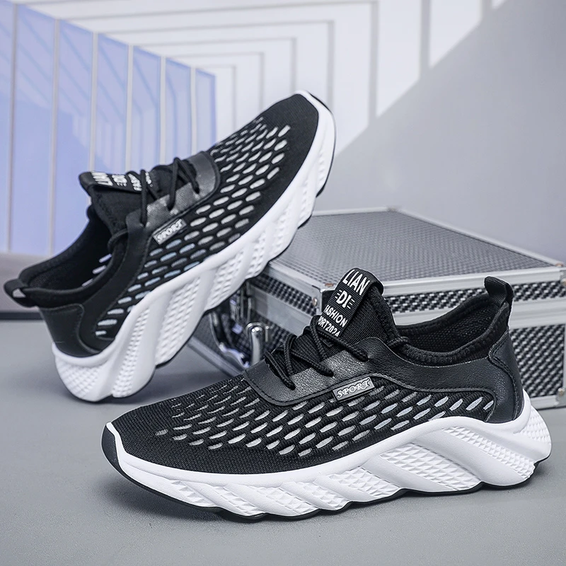 【清仓特卖】夏季飞织透气男鞋百搭软底休闲跑步鞋子男网面潮鞋