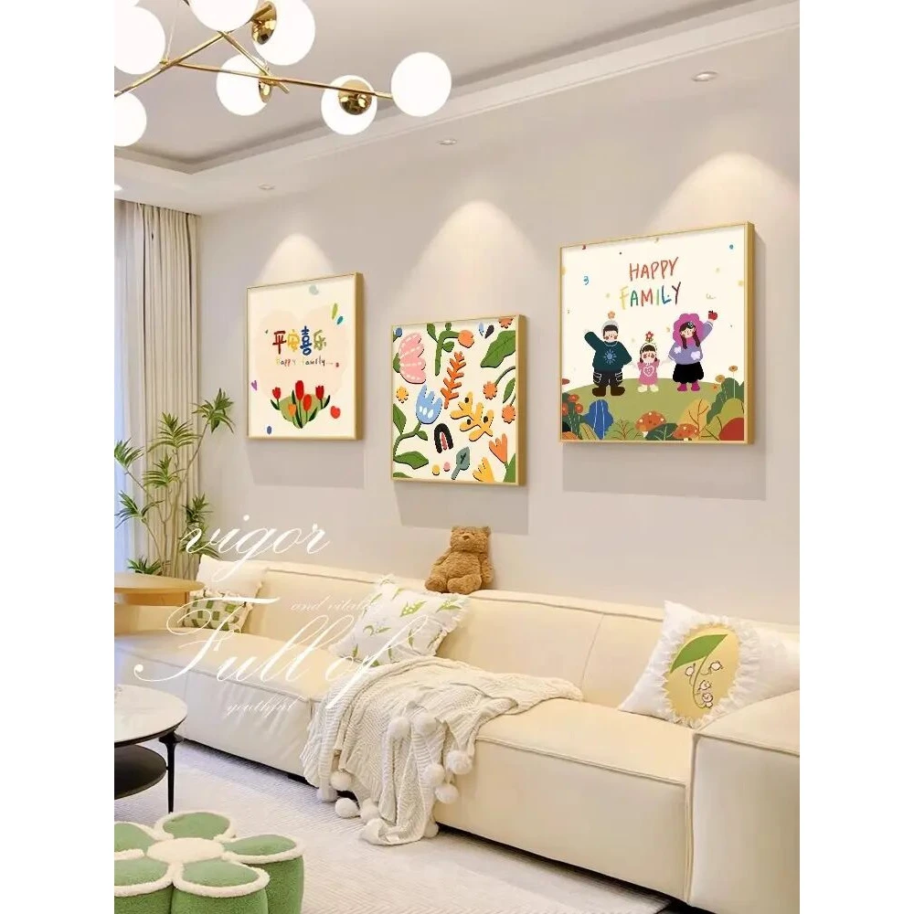 治愈系装饰一家三四口卧室餐厅壁画沙发沙发背景装饰新房装饰品
