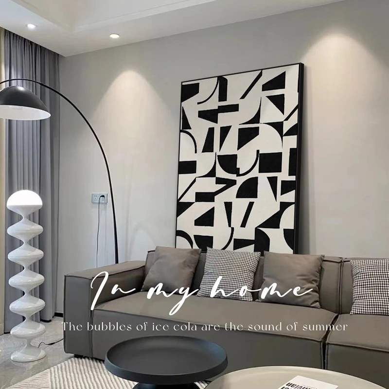 黑白灰客厅背景墙装饰画极简沙发背景墙挂画意式沙发背景装饰画