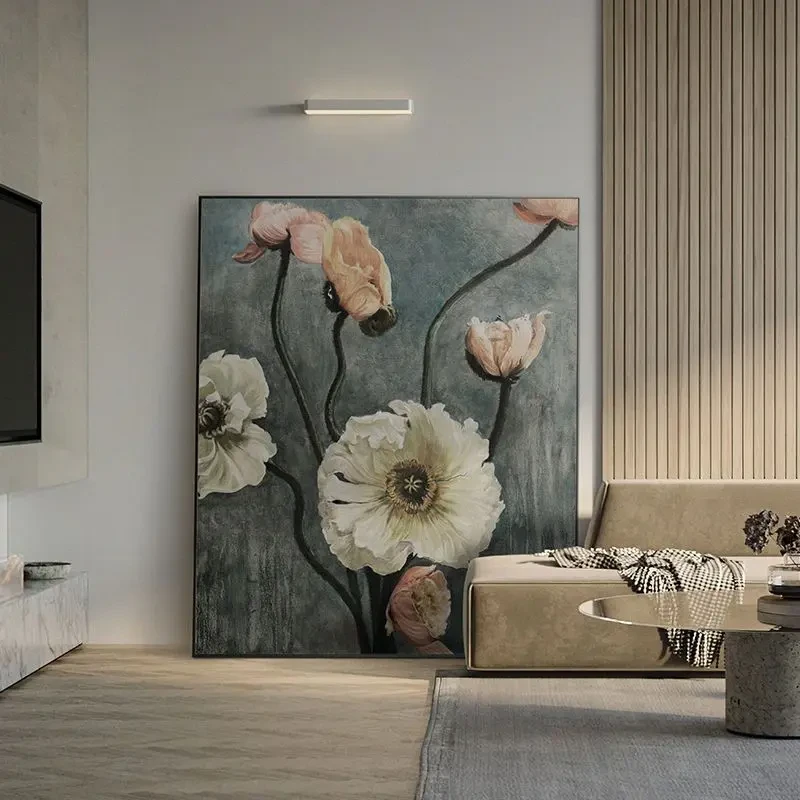 巨幅客厅落地现代轻奢装饰画花卉沙发背景墙客厅沙发背景装饰画
