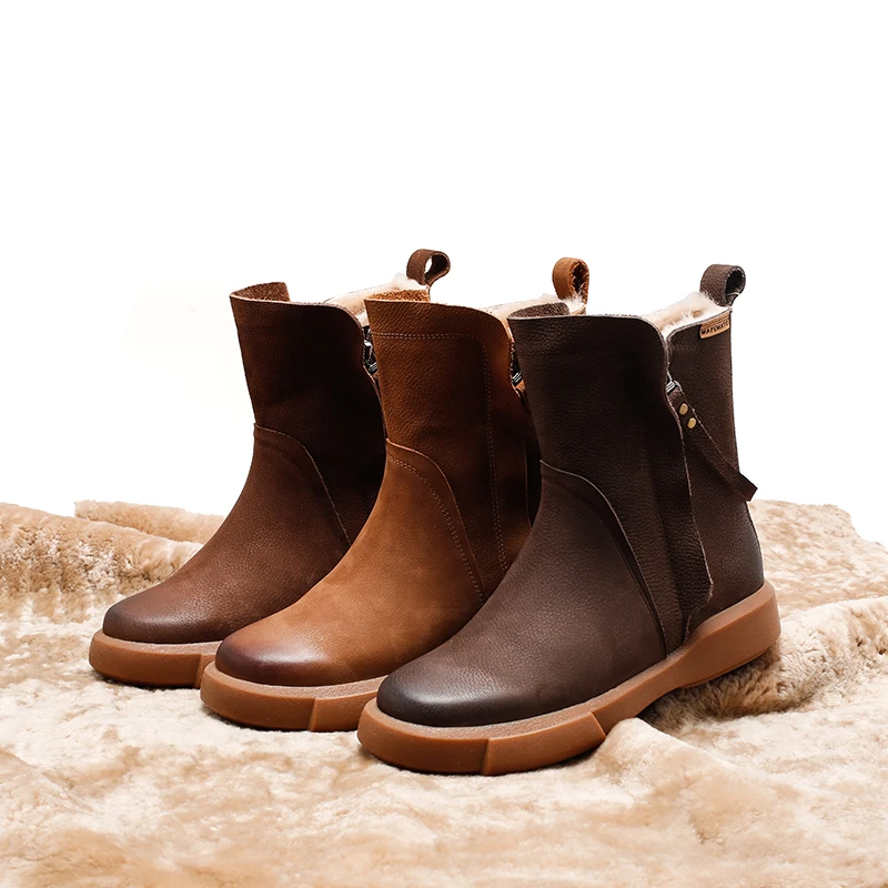 羊皮毛一体雪地靴女8021-131秋冬防寒保暖百搭短筒大棉厚底女靴