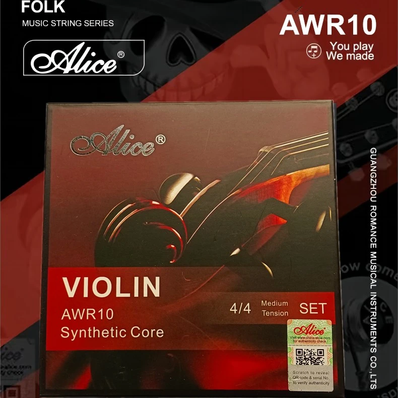 爱丽丝Alice小提琴音乐会琴弦AWR10套弦1234弦尼龙弦芯铝镁银缠弦