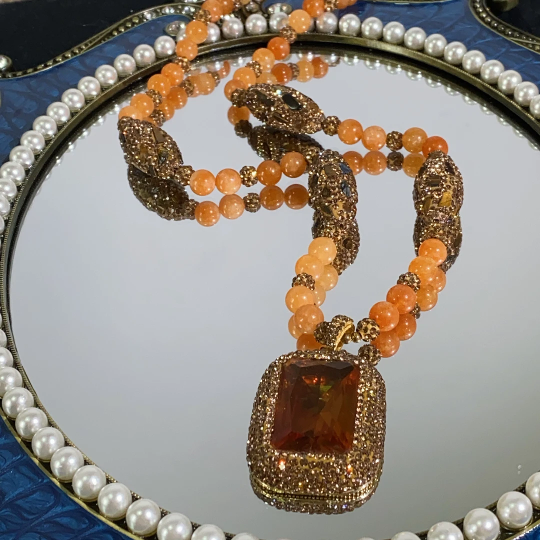 铜合金合成锆石吊坠 TTSD苏丹石方形经典时尚吊坠气质毛衣链1056d