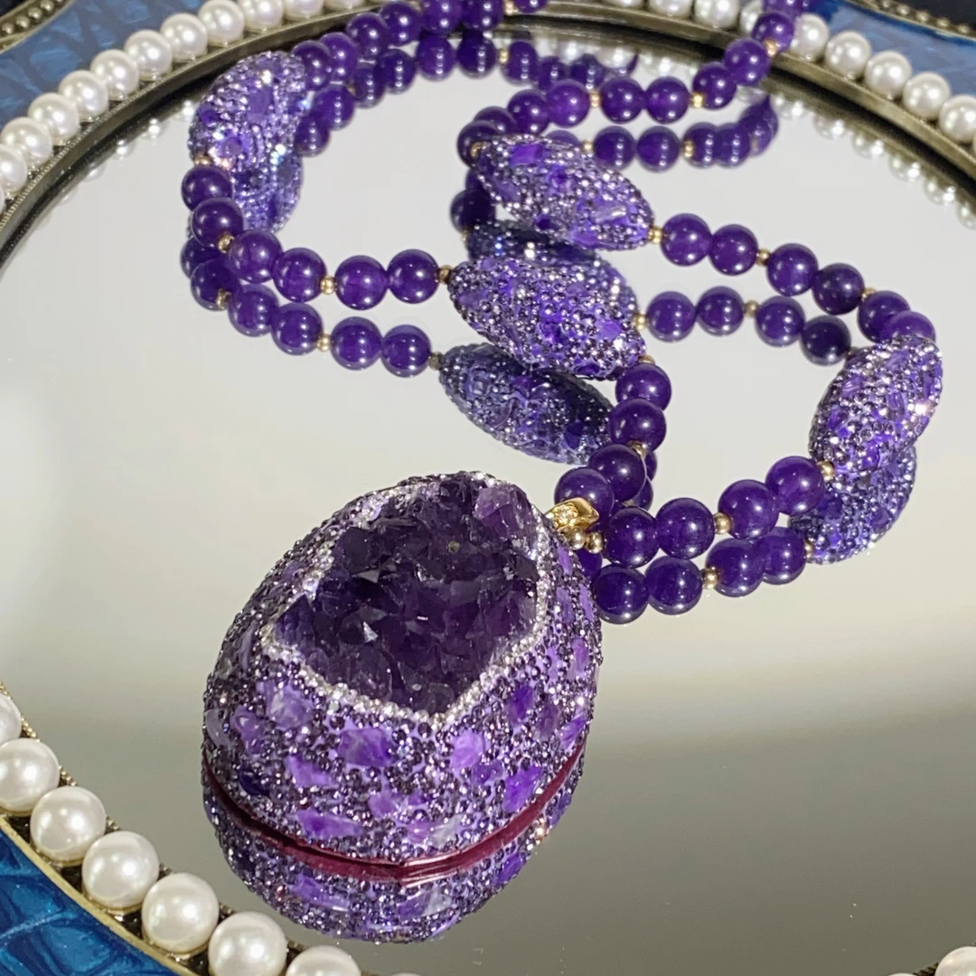 铜合金合成锆石项链 TTSD 紫气东来大裸面时尚个性法式毛衣链8283