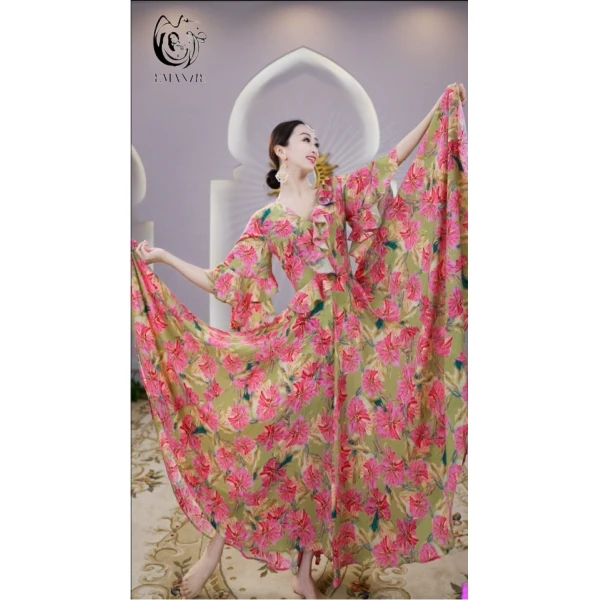 依曼之舞【慧慧】A2521民族风女新疆舞舞蹈服大摆裙夏季轻薄连衣裙