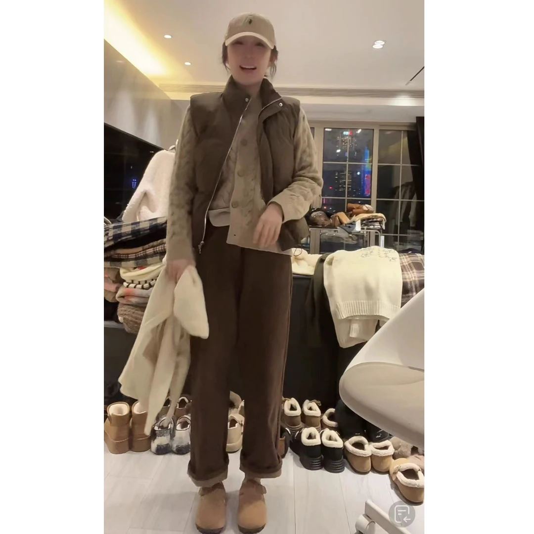 徐靖靖【弯刀裤】秋冬休闲裤显瘦复古慵懒风百搭直筒裤女 2310155